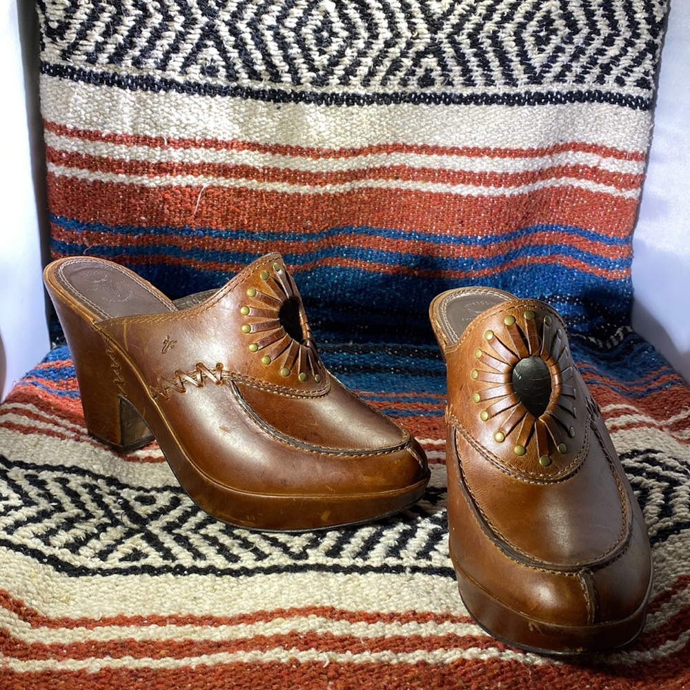 Frye Leather Platform Mules